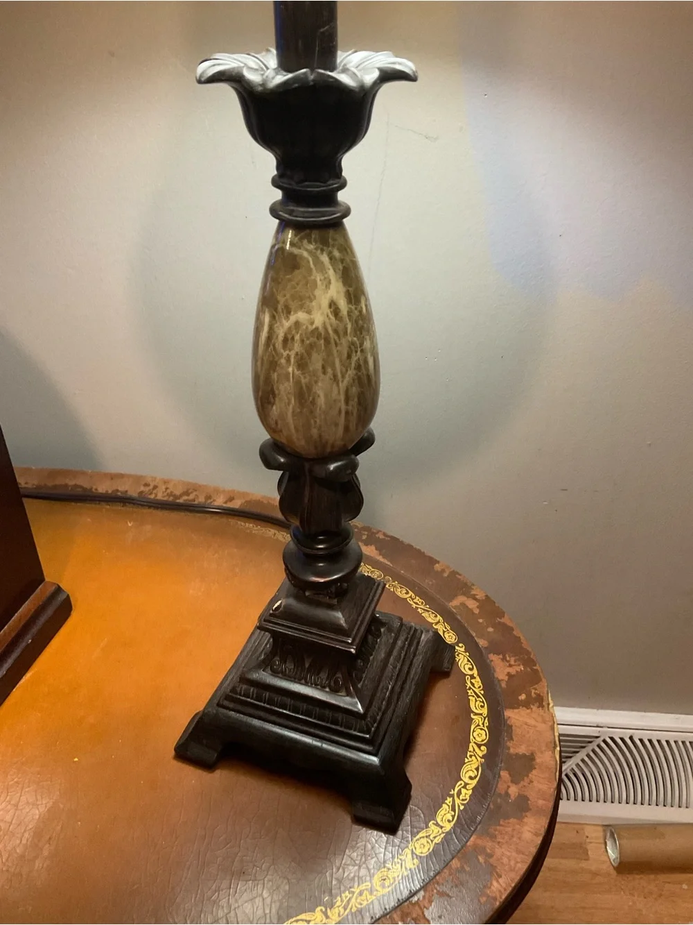 Classic Marble Accent Table Lamp in Brown and Black